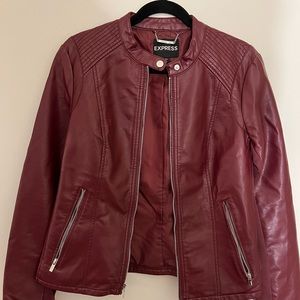 EXPRESS - Burgundy Faux Leather Jacket, Size Large